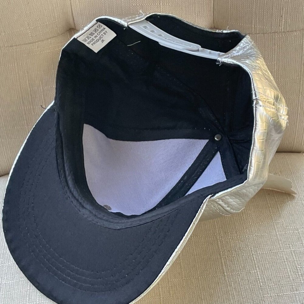 Men Hat Fashion Sport Cap Faux Leather Silver Tone Hat adjsutable - Picture 10 of 11